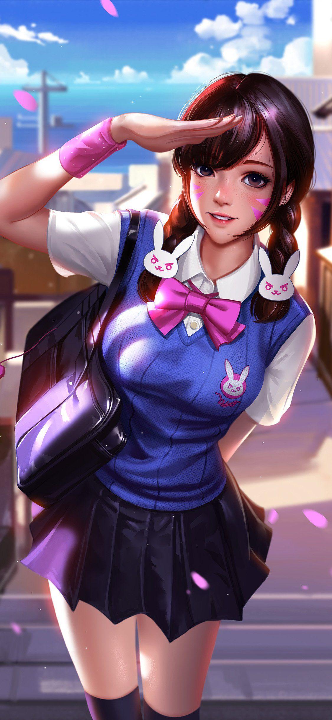 1125x2436 Hero overwatch diva anime girl iPhone X Wallpaper Free Download