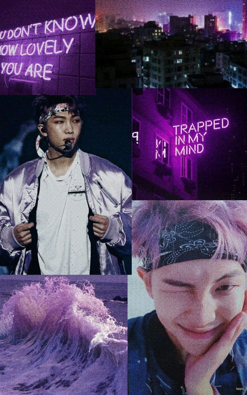 800x1280 Free download BTS Kim Namjoon RM Purple Aesthetic Wallpaper made