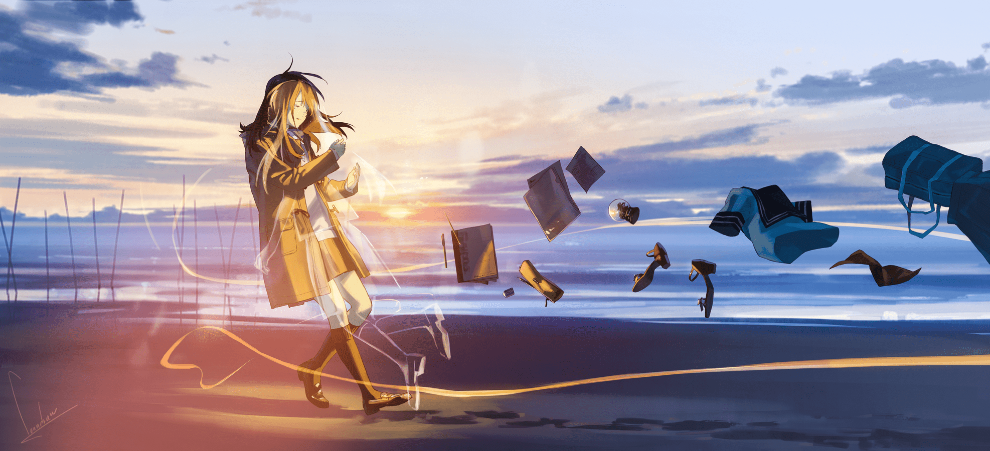 1974x900 Download 1974x900 Anime Girl, Ghost, Transform, Tools, Gateway