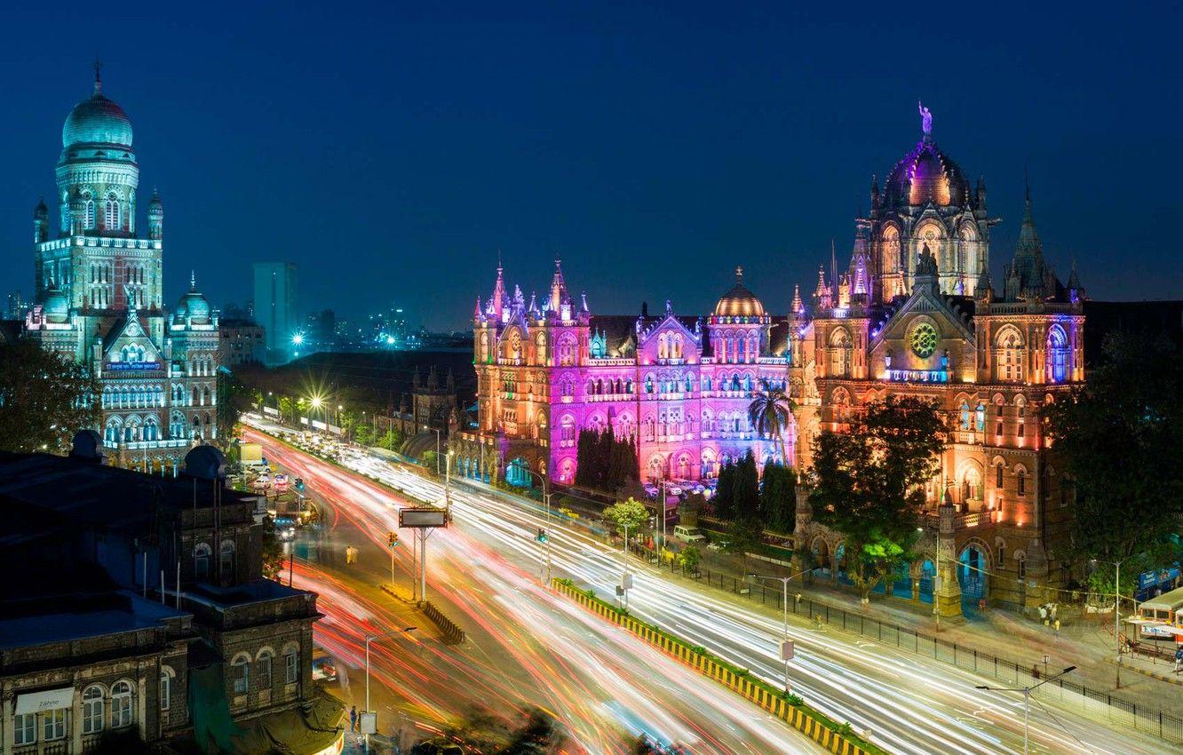 1332x850 Wallpaper night, lights, home, India, Mumbai, Station And