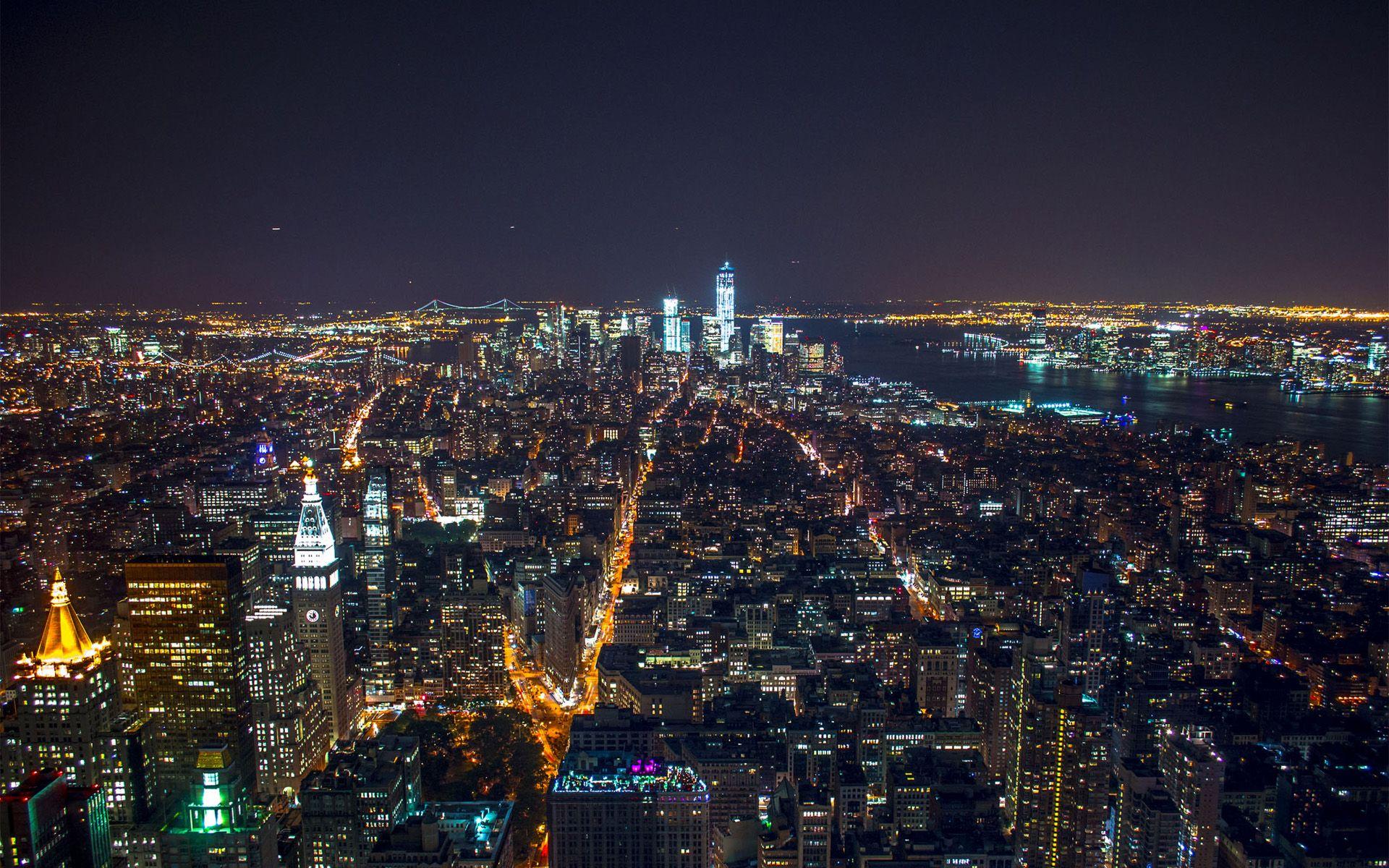 1920x1200 Free download New York Manhattan At Night HD wallpaper