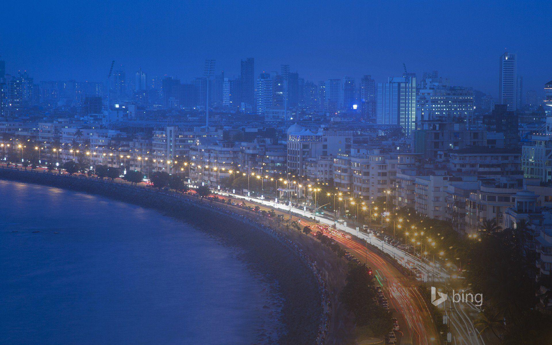 1920x1200 Bing, City, Lantern, Night, Cityscape, Traffic, Water, Building