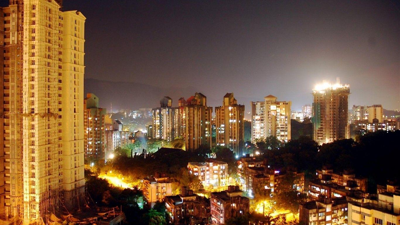 1366x768 Mumbai Night India skipwall Wallpaper 1366x768. Free Photo