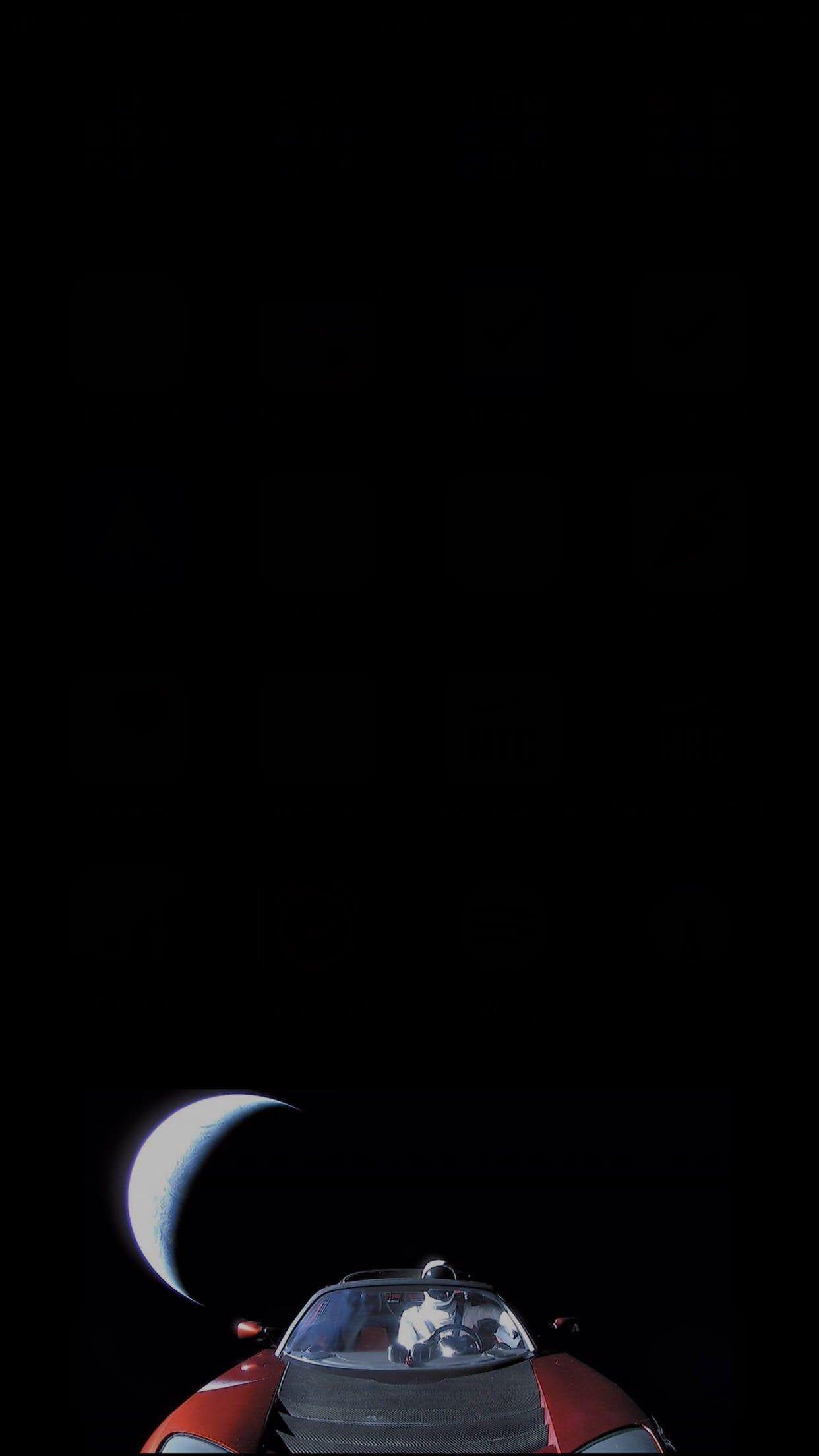 1242x2208 Here's my take on the space tesla wallpaper, one that works