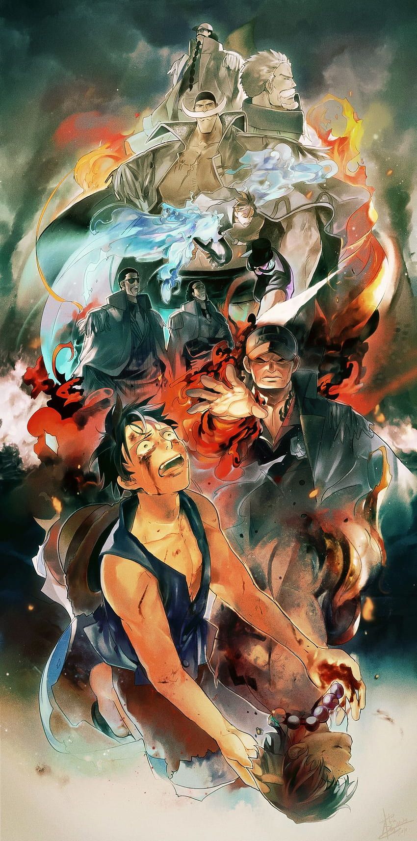 850x1714 Sakazuki (ONE PIECE) Anime Board, One Piece Marineford HD phone wallpaper