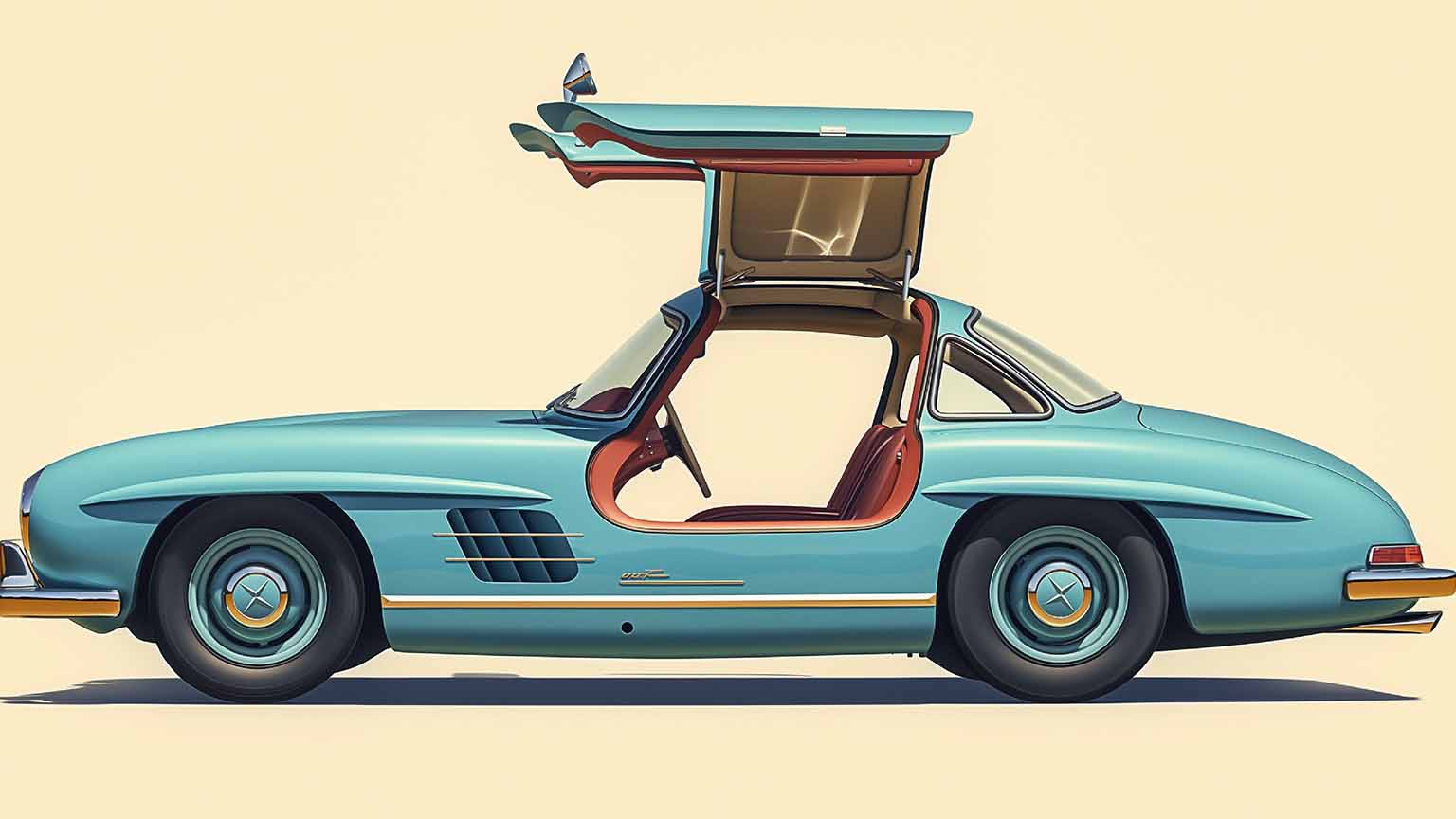 1536x864 Free Mercedes 300SL Gullwing Open Doors Desktop Wallpaper