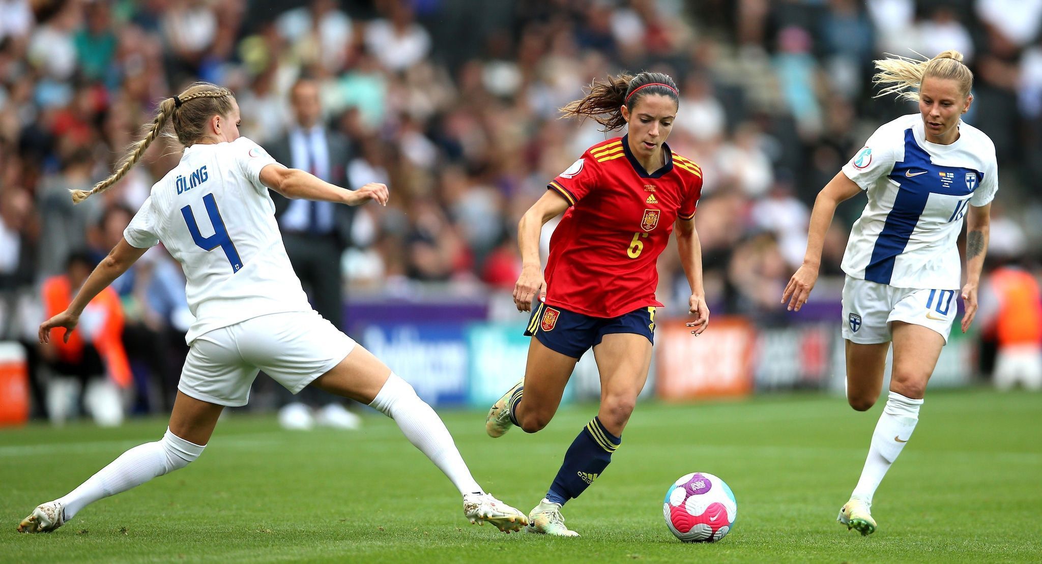 2048x1109 Download Spain Women's National Football Team Finland UEFA Woman's Euro 2022 Aitana Bonmatí Sports HD Wallpaper