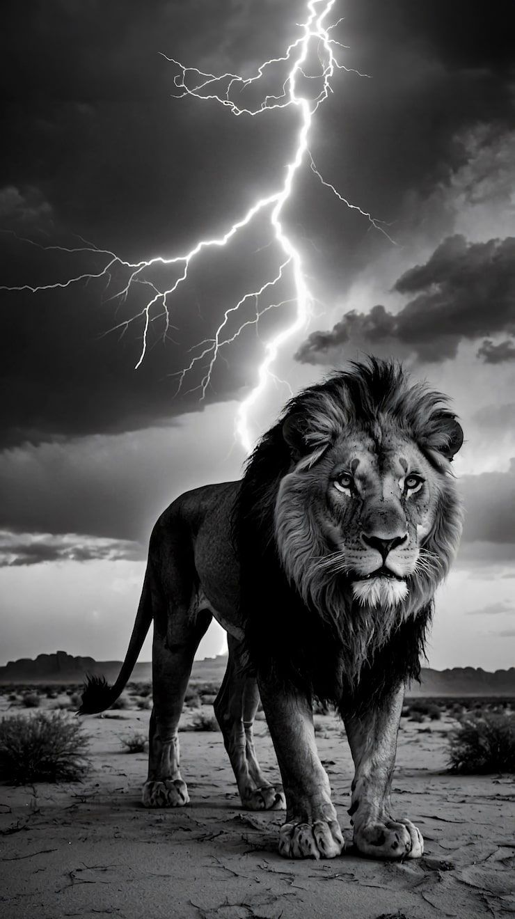 740x1320 Powerful Lion Standing Photo Free High Quality Picture