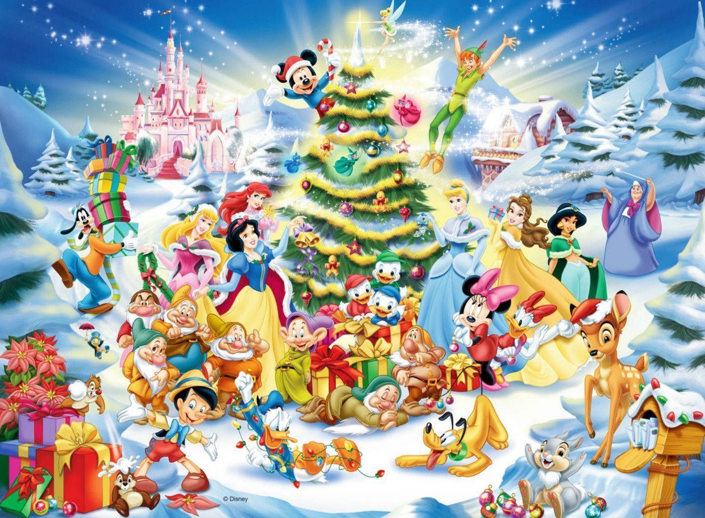 1400x1028 Download Disney Christmas Famous Characters Wallpaper