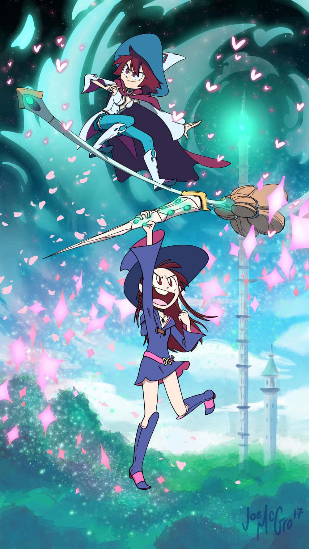1000x1778 Download Shiny Chariot And Atsuko Little Witch Academia Wallpaper