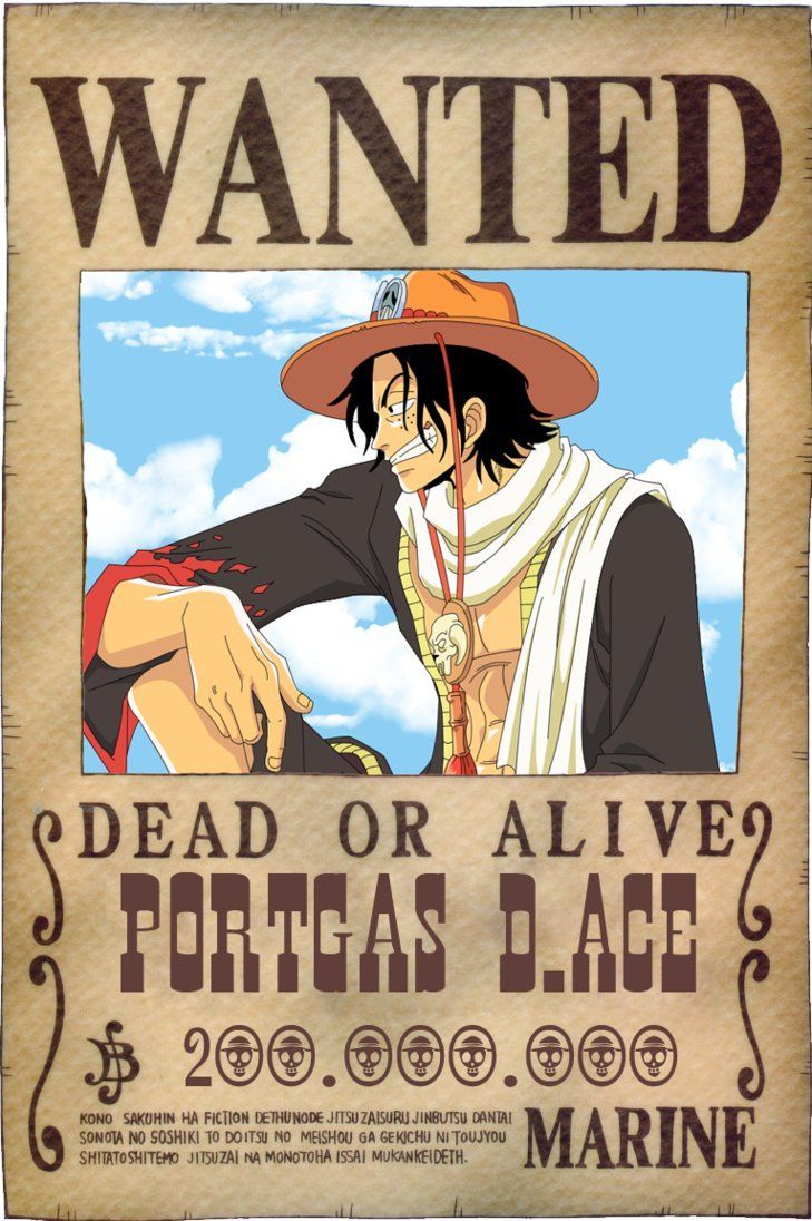 729x1096 Ace Wanted By Vero Light. One Piece Drawing, One Piece Manga, One