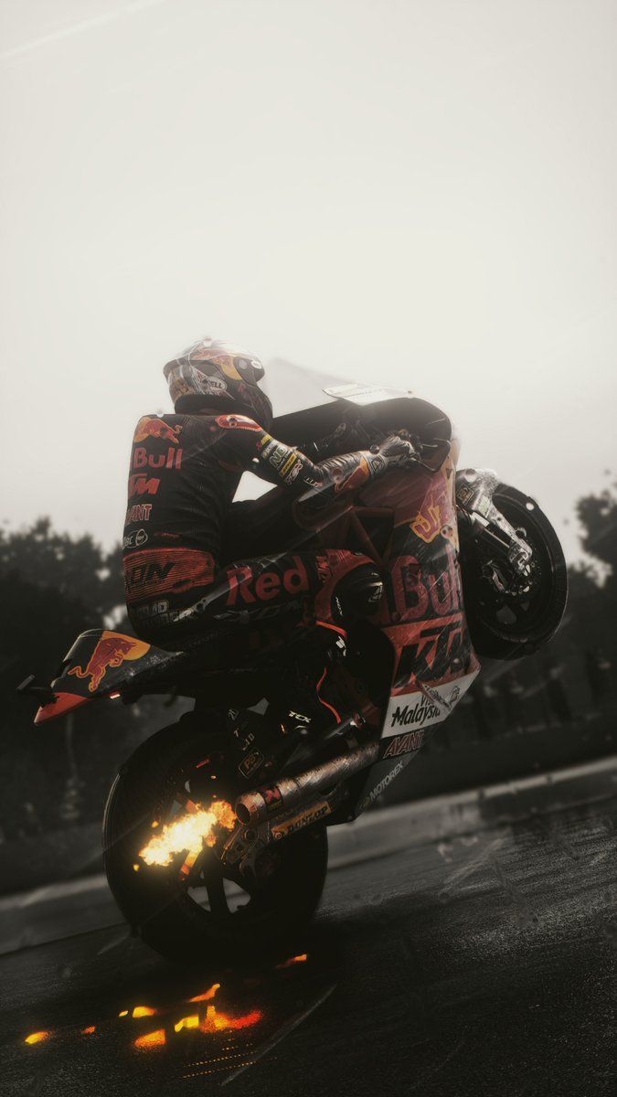 675x1200 Brad Binder in the rain at Silverstone. In Game pic- MotoGP19. #KTM #MotoGP #MotoGP19 #RedBull