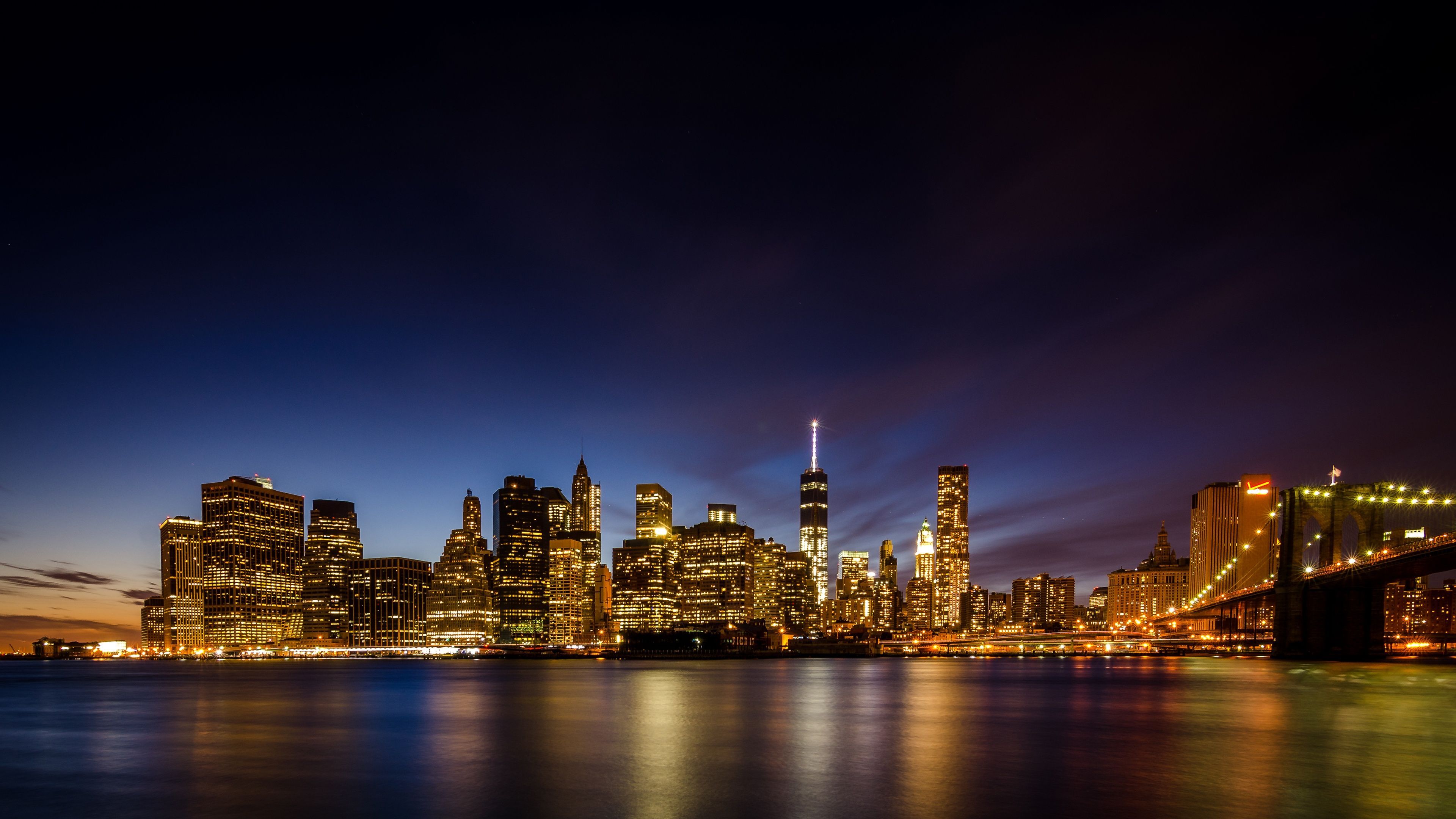 3840x2160 New York City Wallpaper 4K, Long exposure, Skyline