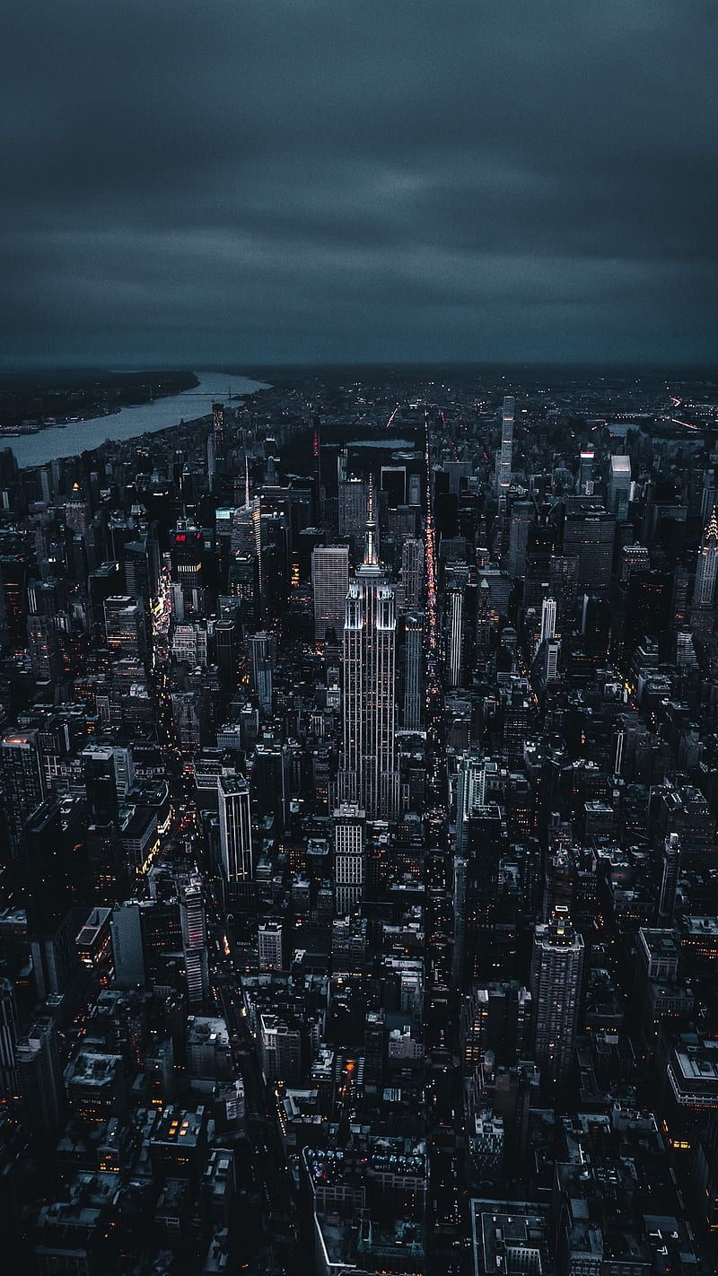 800x1422 New York City, night, sky, skyline, dark, lights, HD phone wallpaper