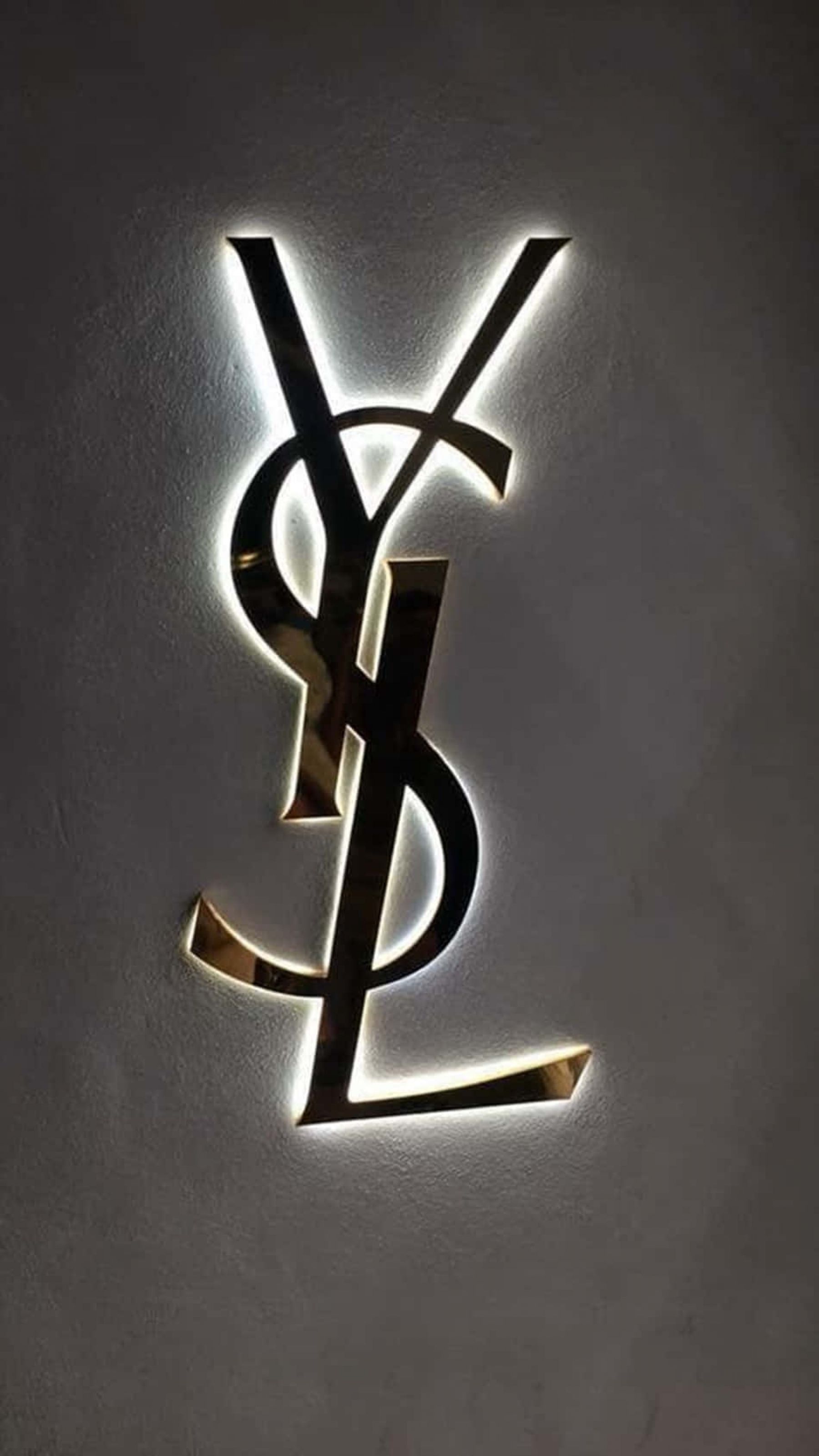 1800x3200 YSL Yves Saint Laurent Fashion Brand Logo Metallic Glowing