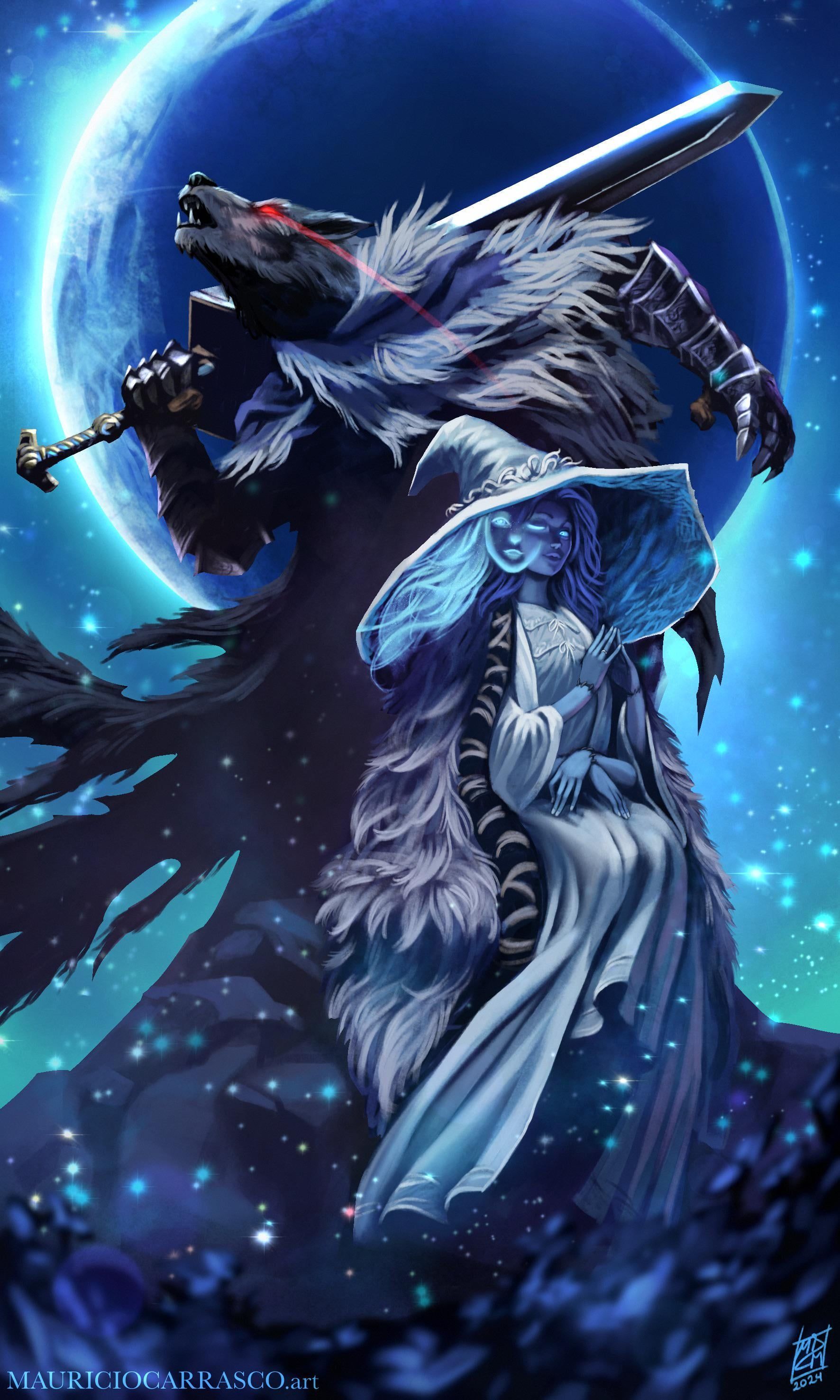 1772x2953 Ranni The Witch And Blaidd The Half Wolf Fanart