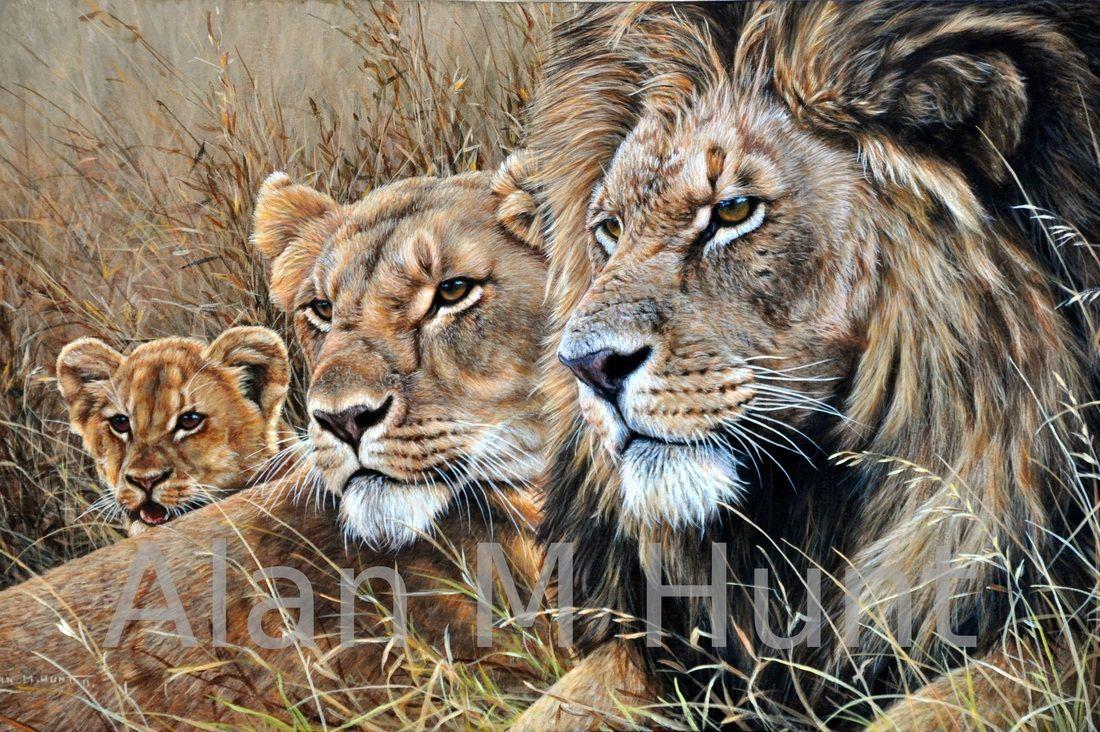 1100x732 Family of Tigers. Lion painting, Lion art, Lion family