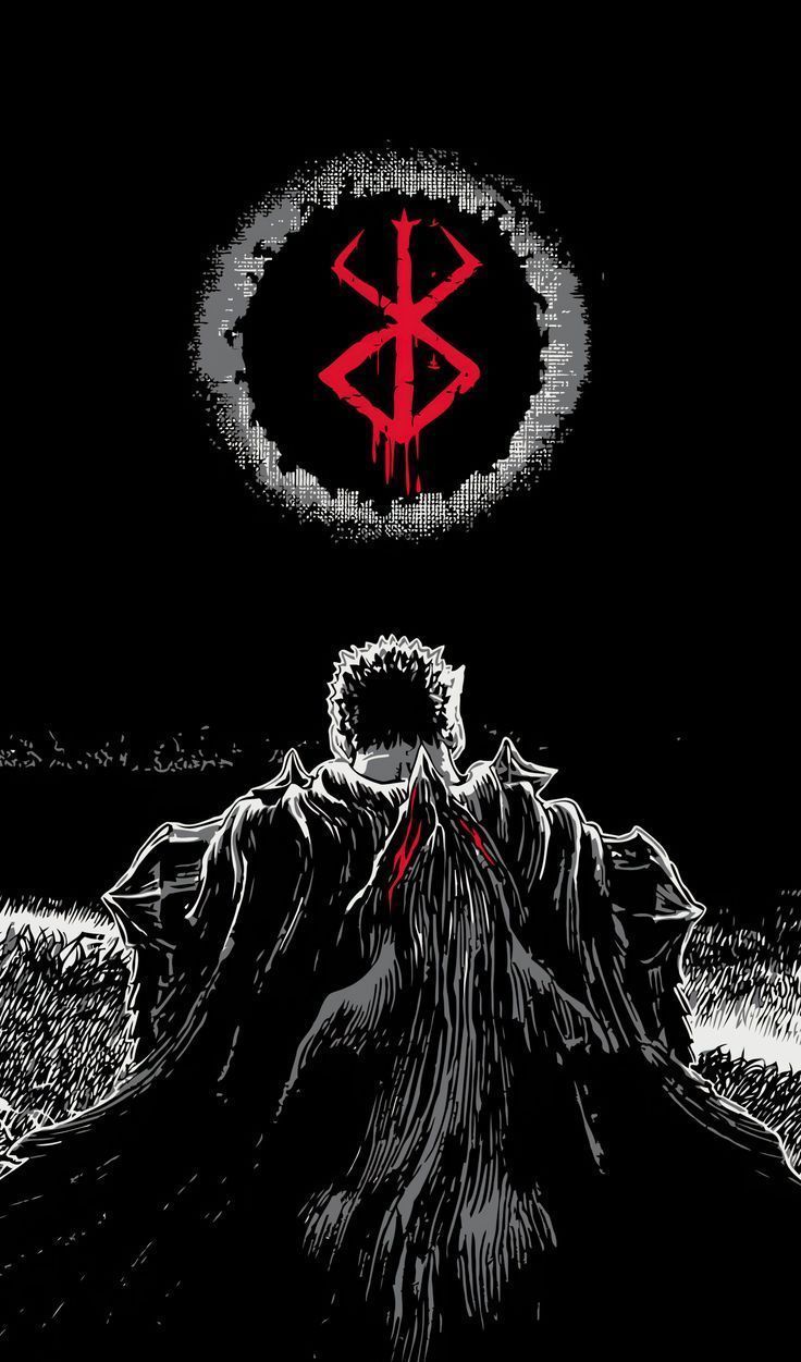 736x1251 Berserk anime black and red wallpaper for iPhone and Android