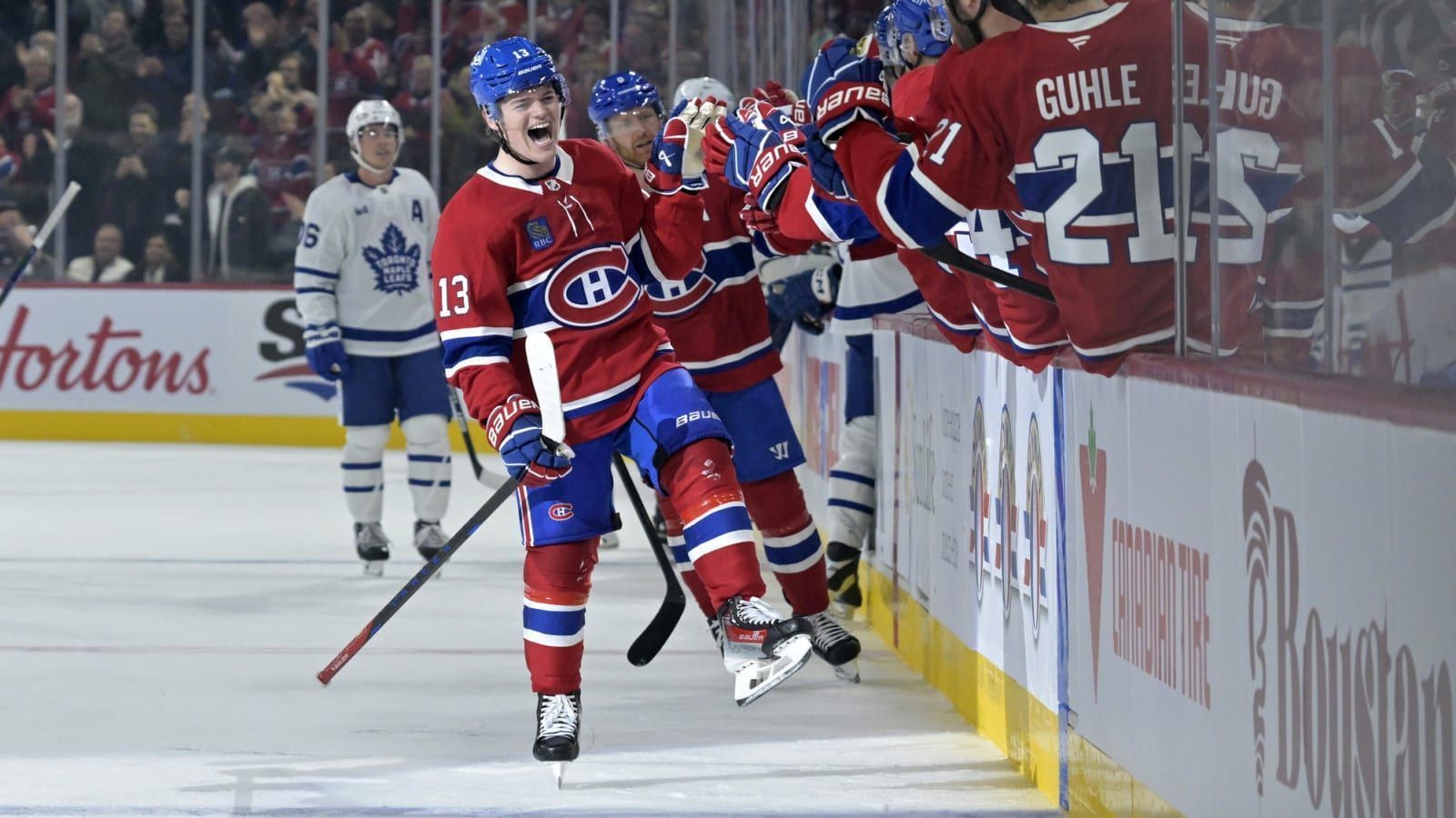1600x900 Cole Caufield Scores Montreal Canadiens' Season Opening Goal While Wearing Johnny Gaudreau's No. 13