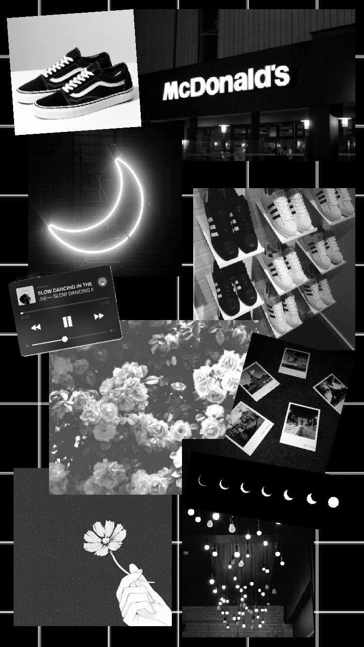 750x1334 Black And Grey Aesthetic Collage Wallpaper