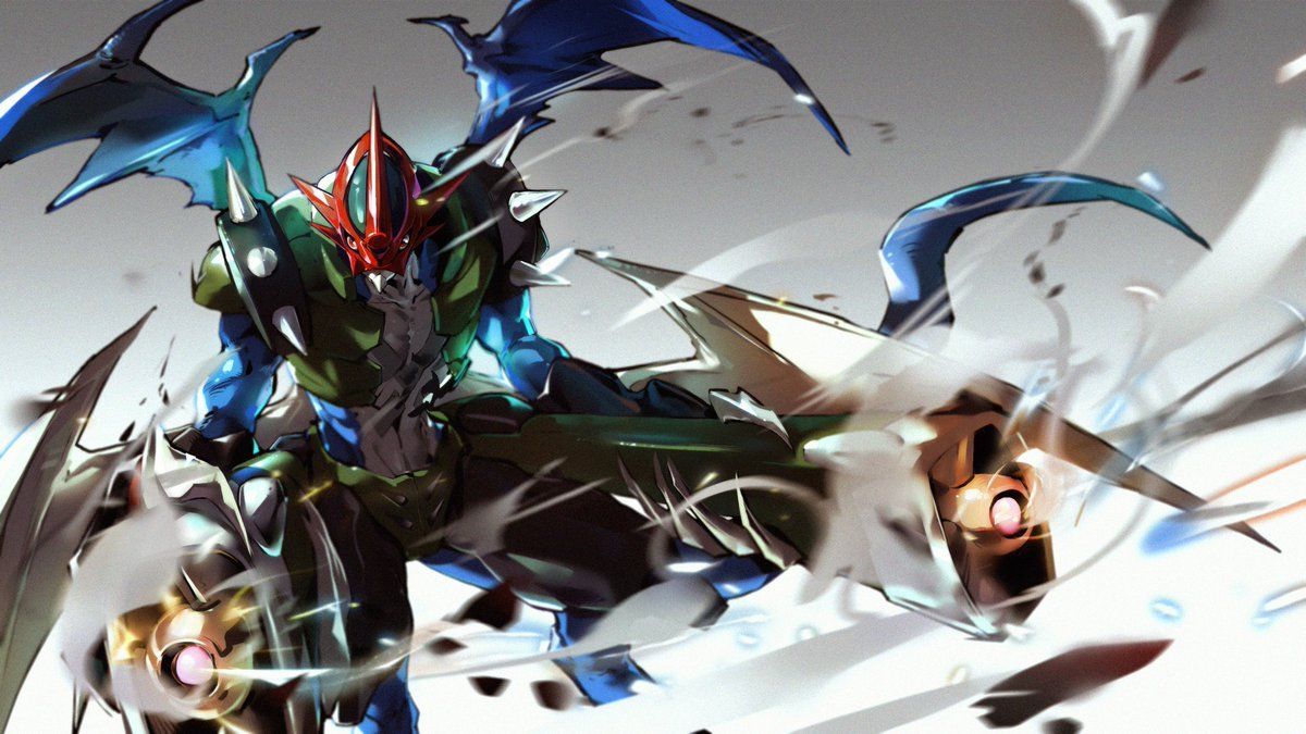 1200x675 The painting I drew last December is currently used as the avatar and background image.Paildramon and Imperialdramon.Photoshop.#Digimon