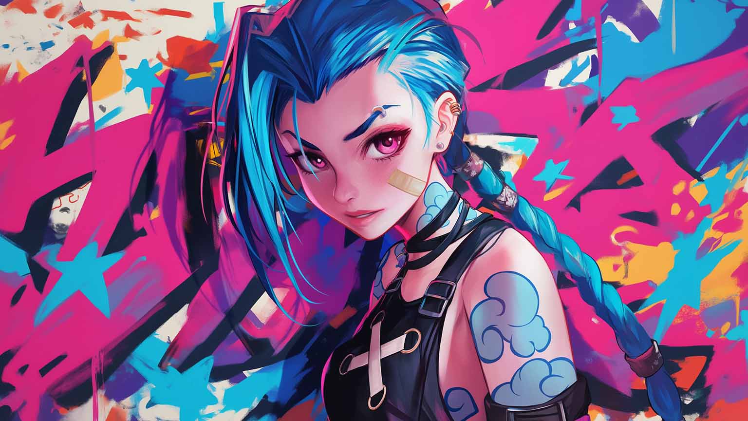 1536x864 Arcane Jinx Mischievous Look Desktop Wallpaper