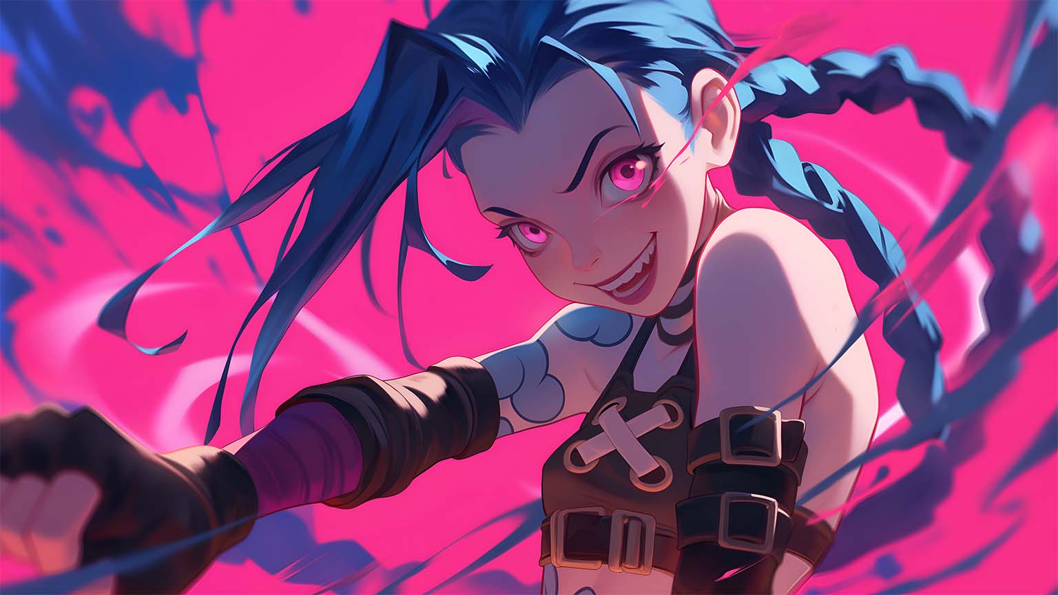 1536x864 Jinx Arcane Pink Chaotic Energy Desktop Wallpaper