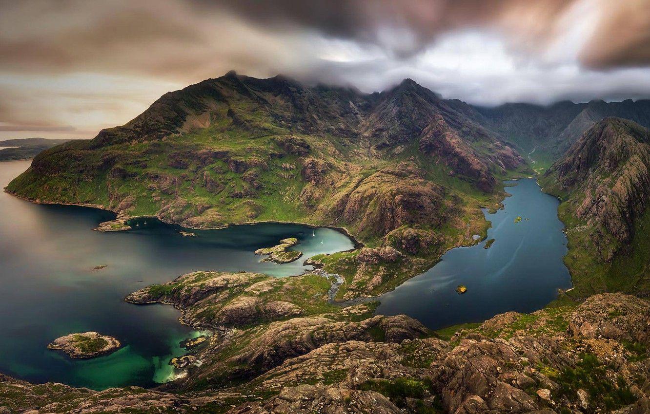 1332x850 Wallpaper mountains, lake, Scotland, Isle of Skye image