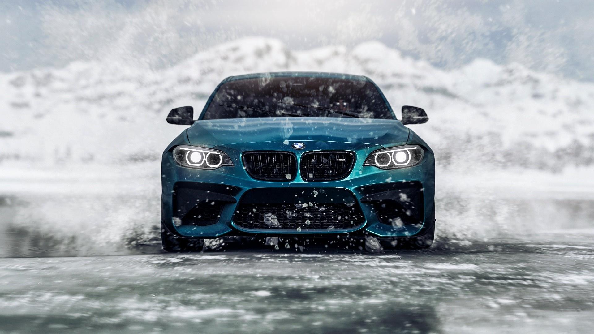 1920x1080 BMW M2. Detailed landscape winter shot