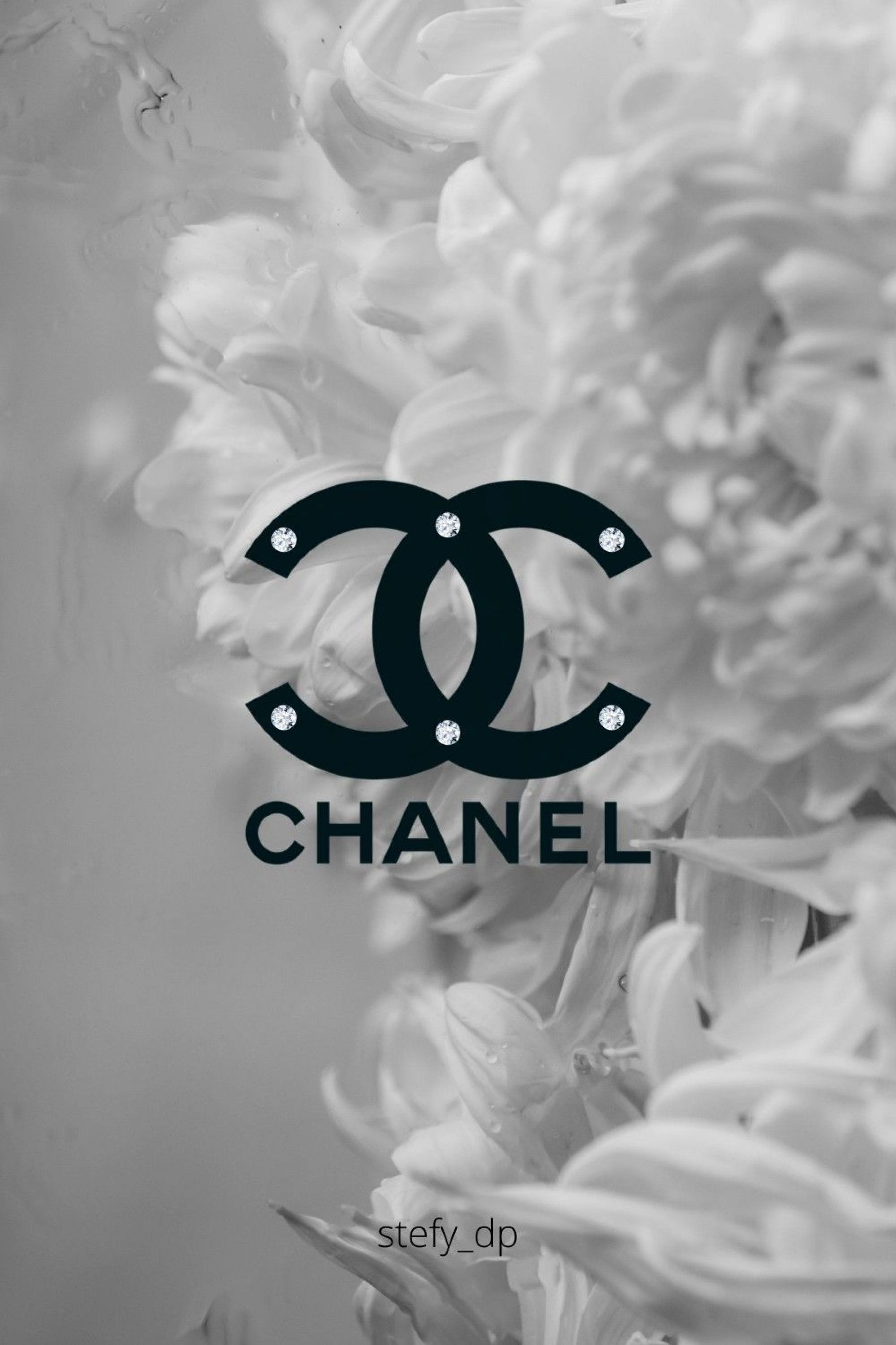 1800x2700 Luxury Brands Chanel Logo Black And White Diamond Studded