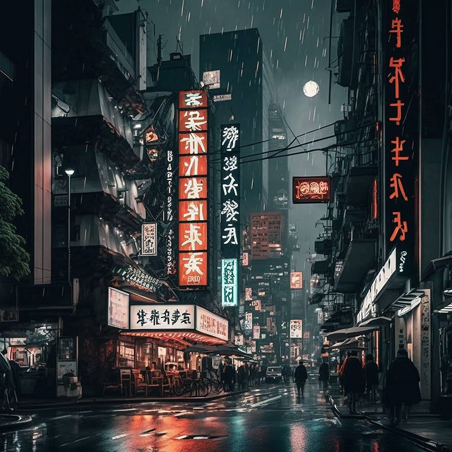 894x894 Rainy Night View Japan Tokyo Street City Wall Mural Wallpaper Wallpaper Peel and Stick Decorative Contact Paper or Textile Vinyl Material (Peel and Stick, A4 Sample) : Tools