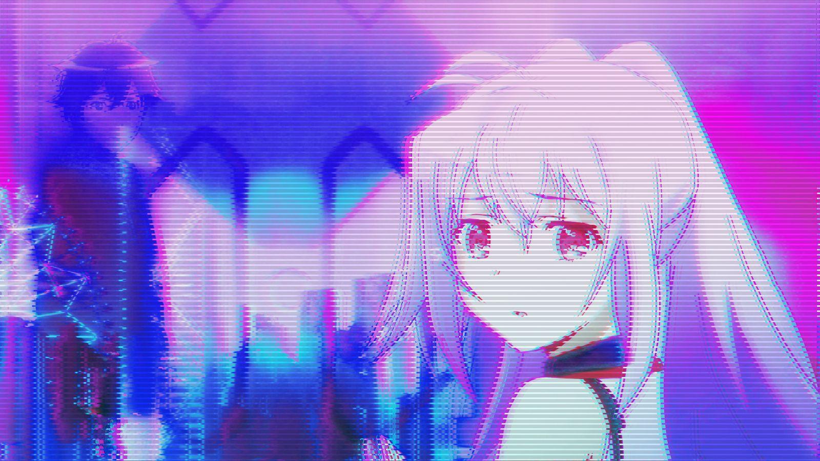 1600x900 Vapor Wave Anime Wallpaper