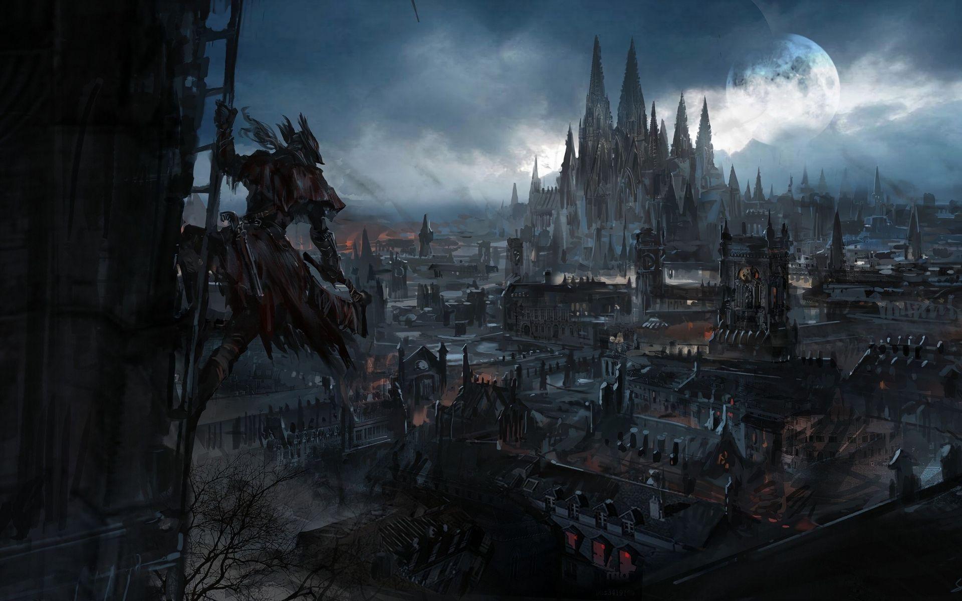 1920x1200 Wallpaper Dark, Fantasy, City, Bloodborne, Video Game