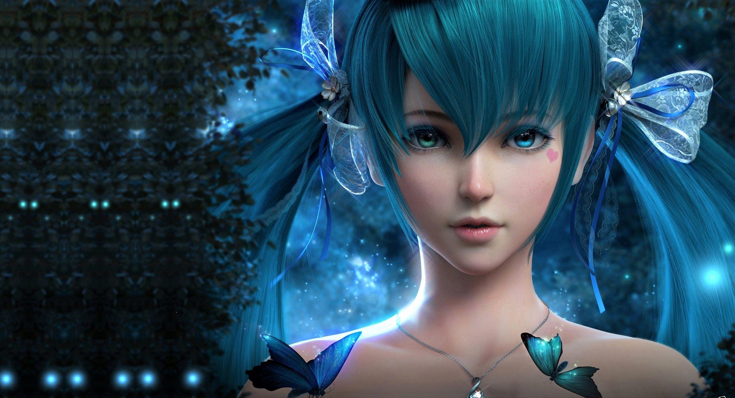 2496x1352 Hair Wallpaper Inspirational Blue Hair Anime Girl HD Anime 4k