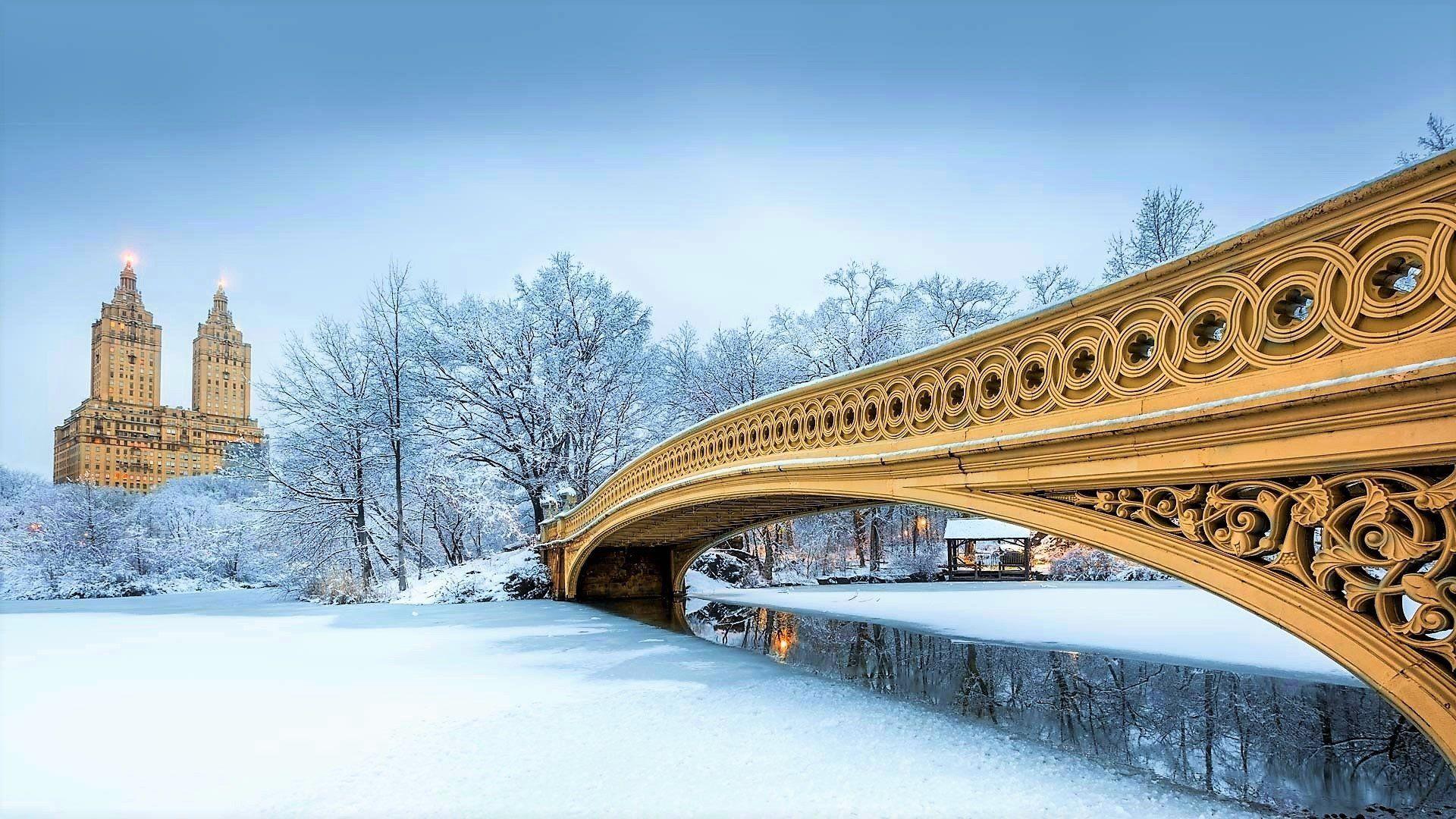 1920x1080 Winter in Central Park HD Wallpaper. Background Imagex1080