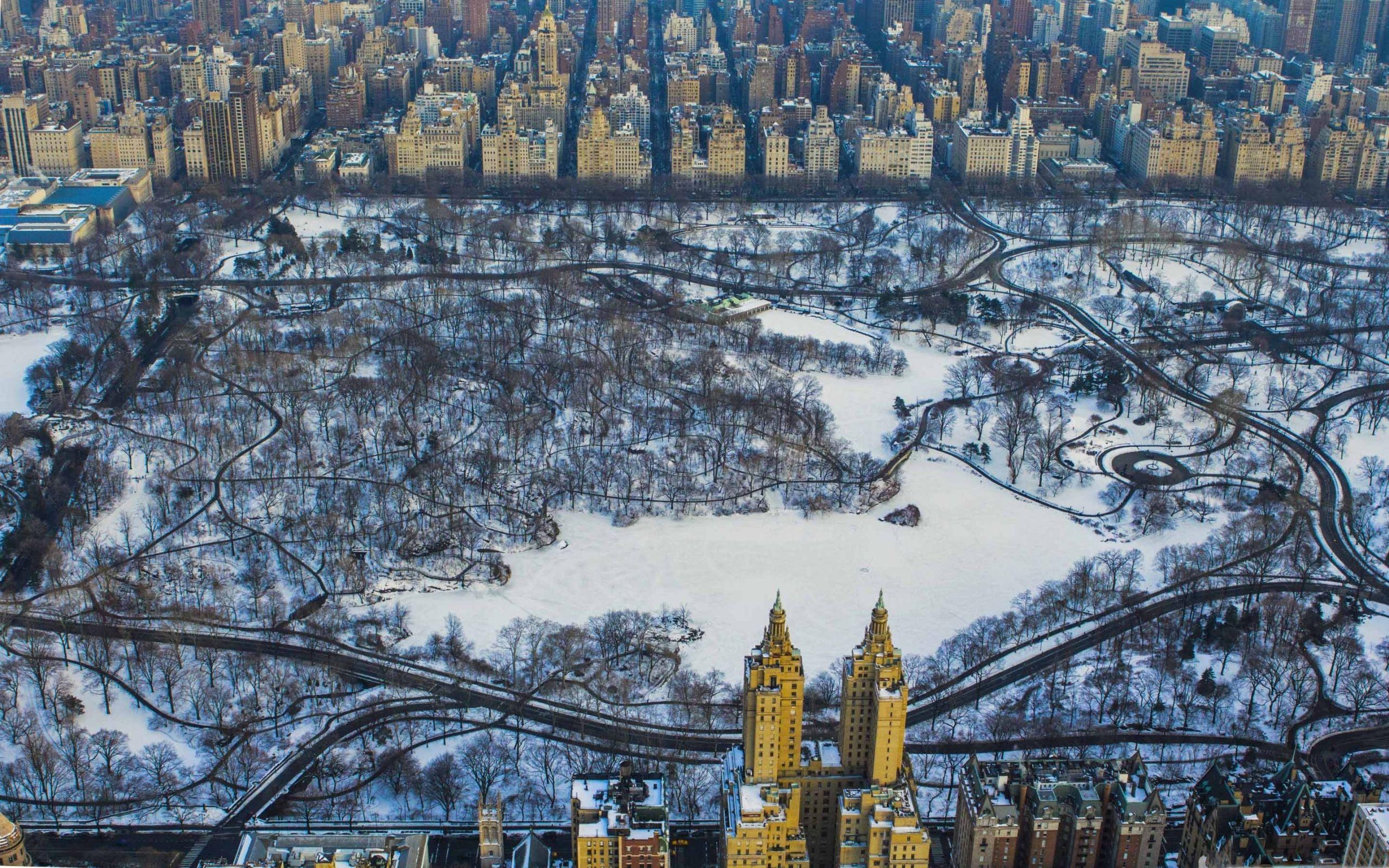2560x1600 Central Park Winter Aerial Mac Wallpaper Download