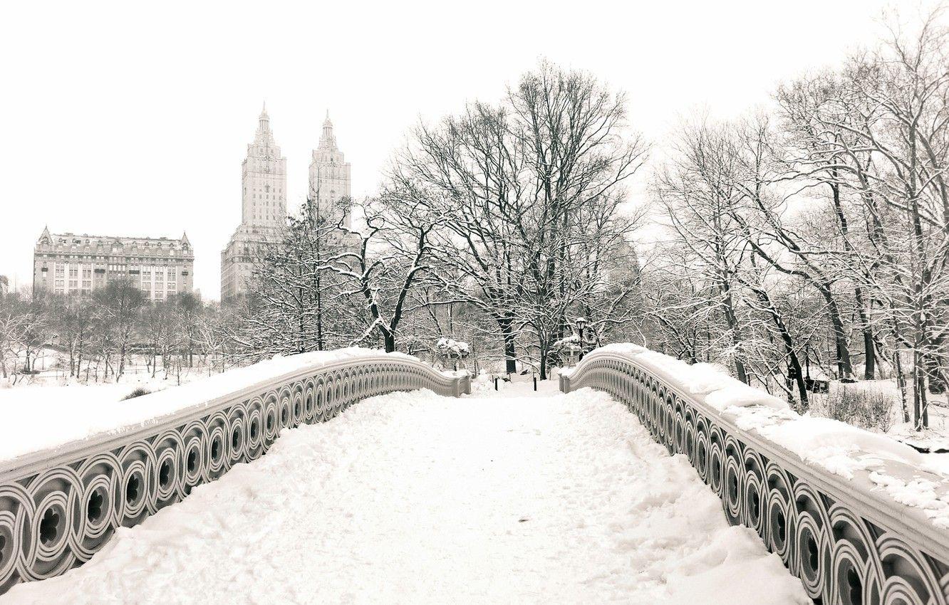 1332x850 Wallpaper winter, snow, trees, the city, Park, building, home, New York, USA, USA, Manhattan, New York, Manhattan, NYC, New York City, Central Park image for desktop, section город