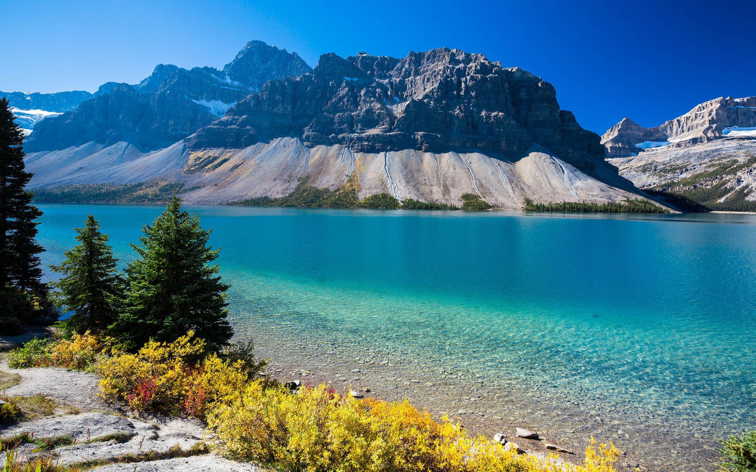2560x1600 Bow Lake In Western Alberta Canada Turquoise Water Rocky Mountain