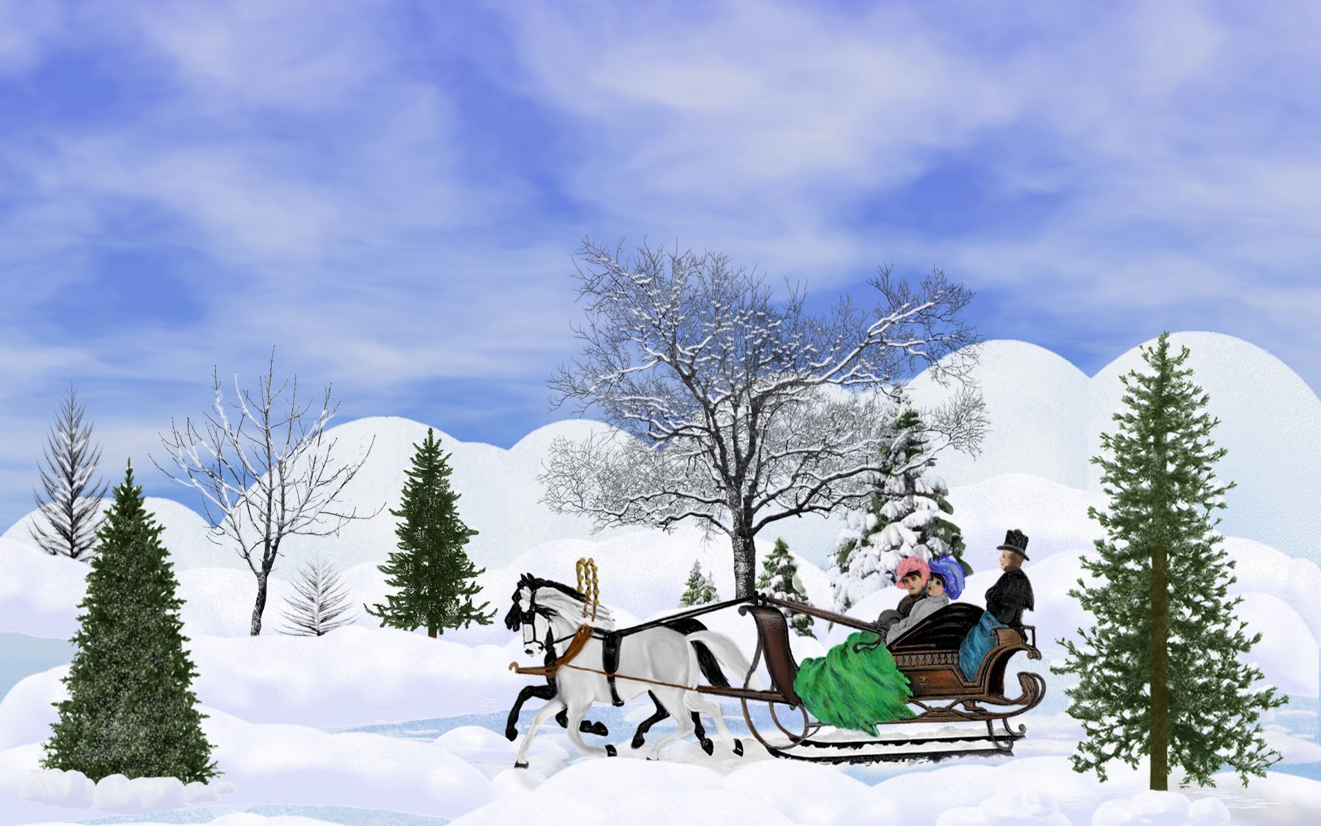 1920x1200 Kids Sleigh Riding Computer Wallpaper