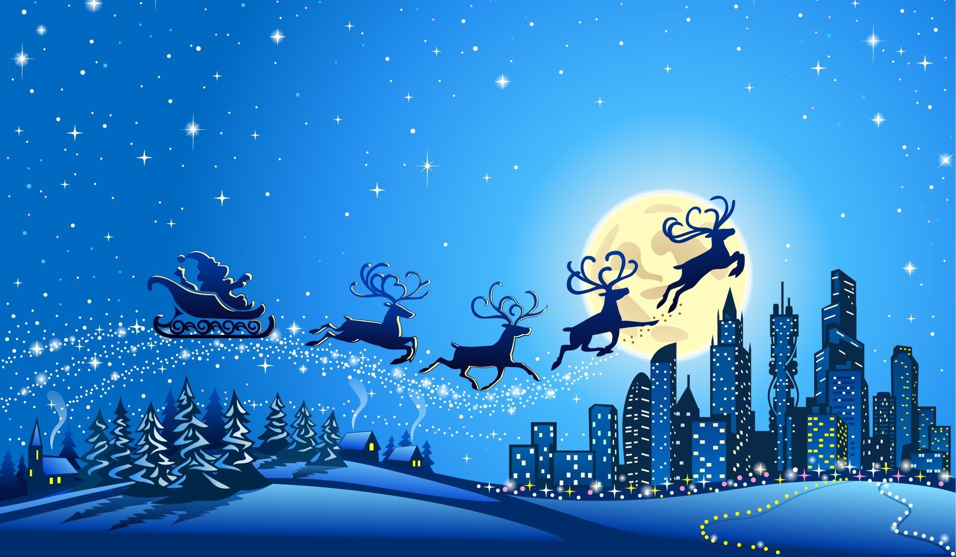 1920x1120 Magical Christmas Sleigh Ride Ultra HD Wallpaper