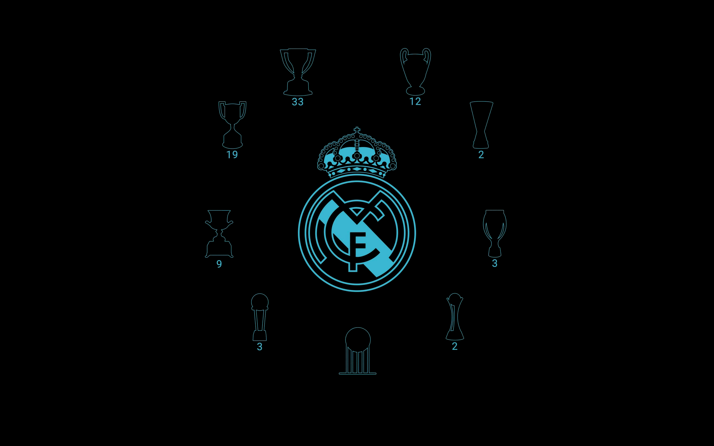 2880x1800 Real Madrid CF Wallpaper 4K, Black background, Minimalist
