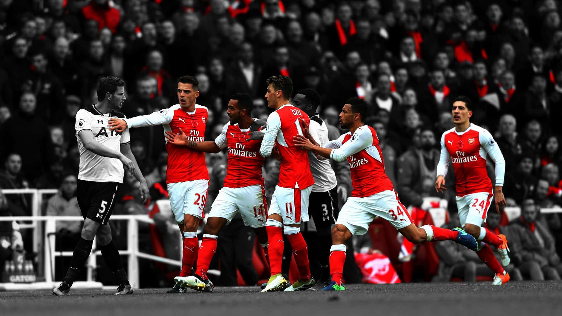 1920x1080 Download Arsenal Team Celebrates Goal Moment