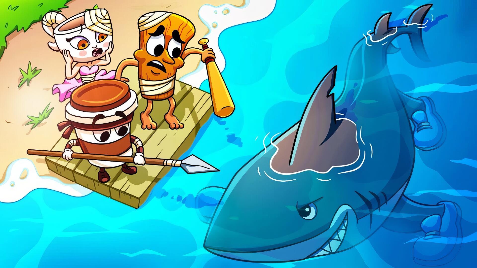 1920x1080 HD Wallpaper: Italian Brainrot Cappuccino Crew vs Shark Showdown