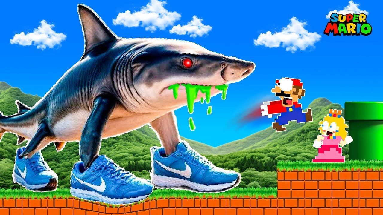 1280x720 Mario Escape TRALALERO TRALALA in Super Mario Bros