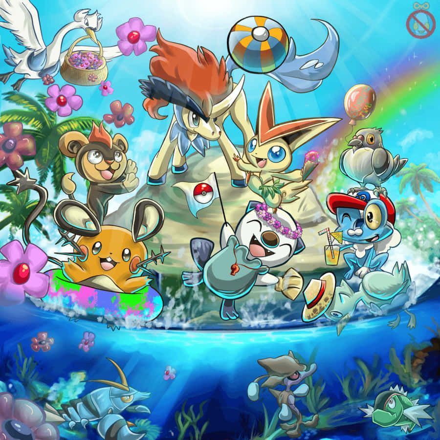 900x900 Dedenne With Other Pokemon Wallpaper