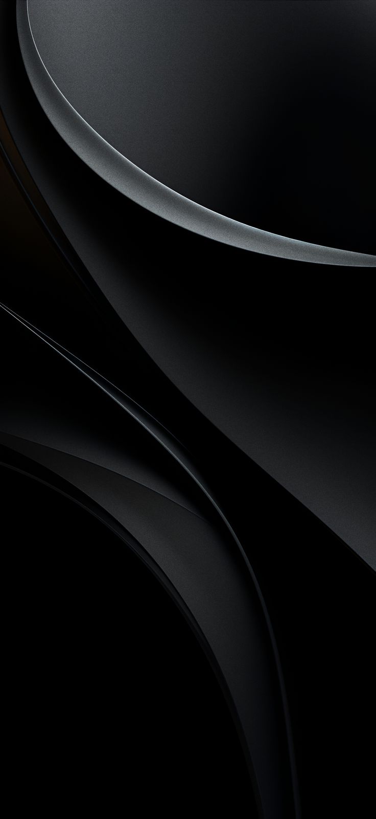 736x1600 Abstract Black Wallpaper with Wavy Lines