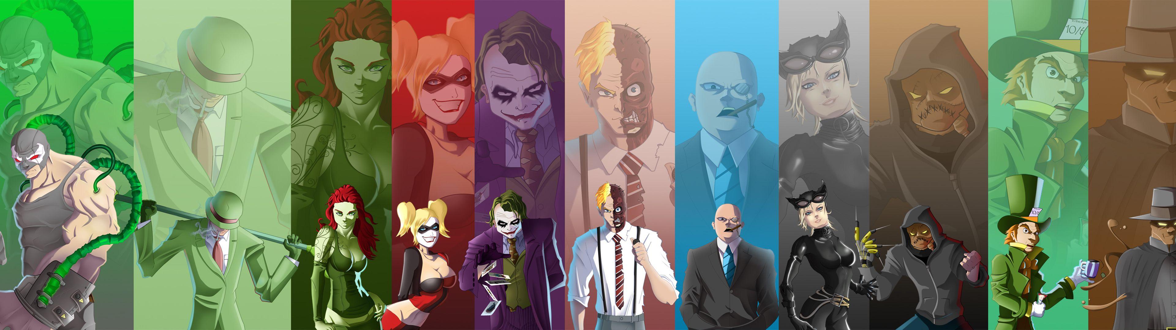 3840x1080 Batman Villains HD Wallpaper