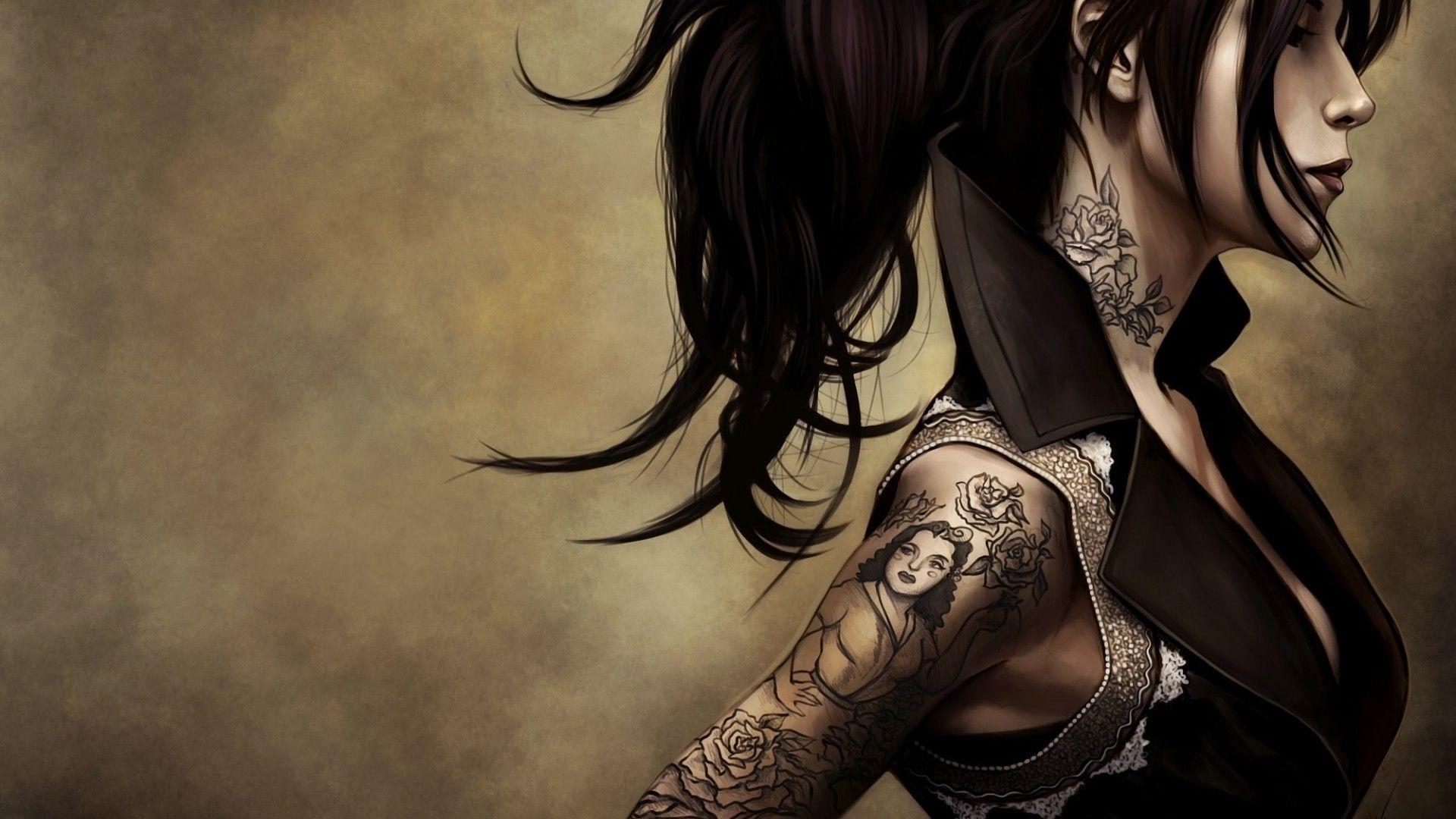1920x1080 Tattoo Girl Wallpaper HD