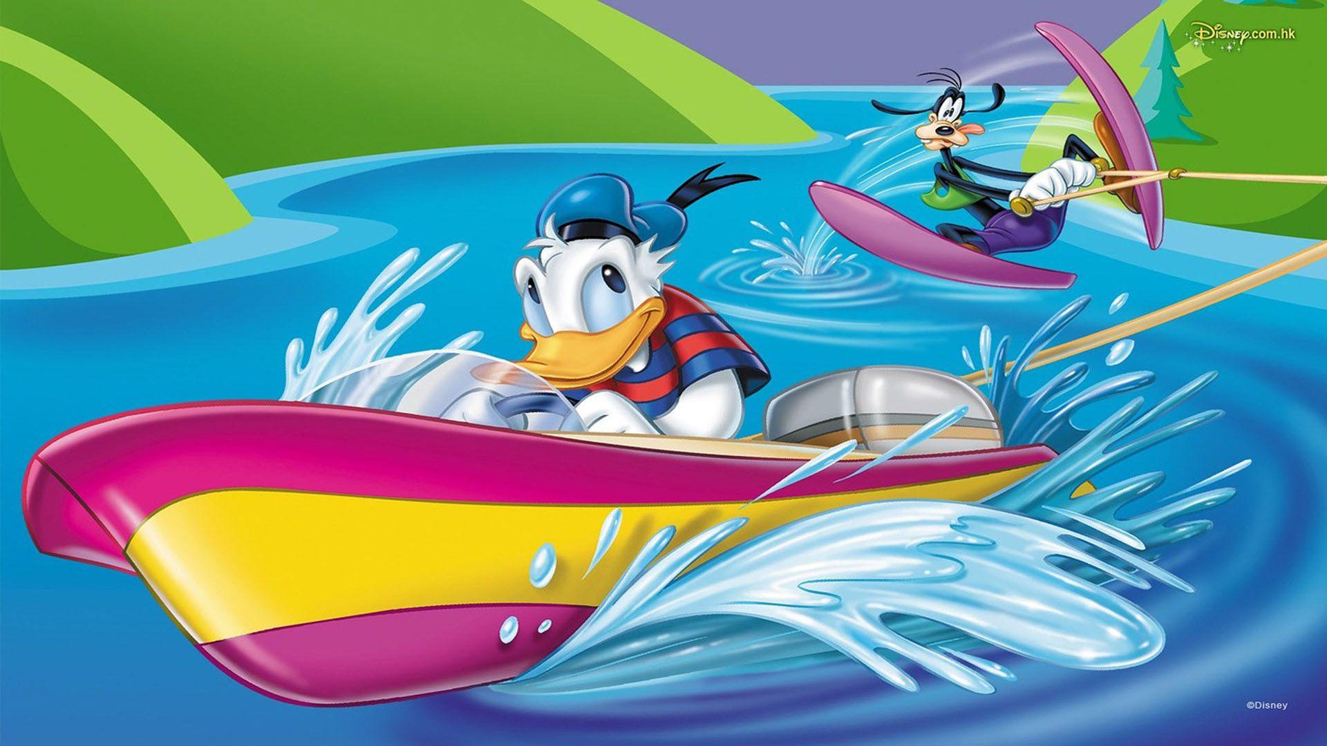 1920x1080 Donald Duck And Goofy Water Skiing Photo Collection Wallpaper