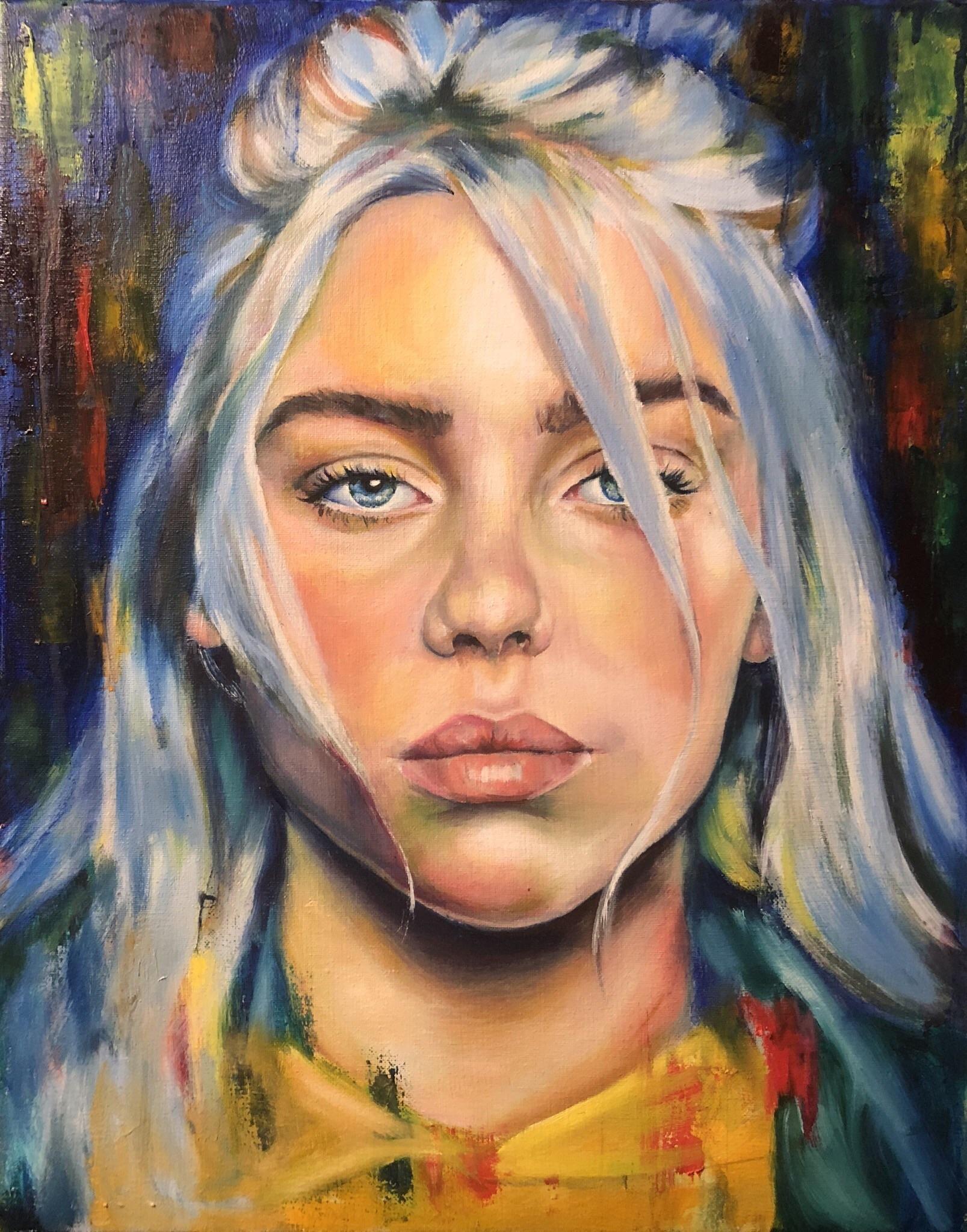 1607x2046 Billie Eilish 16X20 Oil Paint. Oil painting, Billie eilish